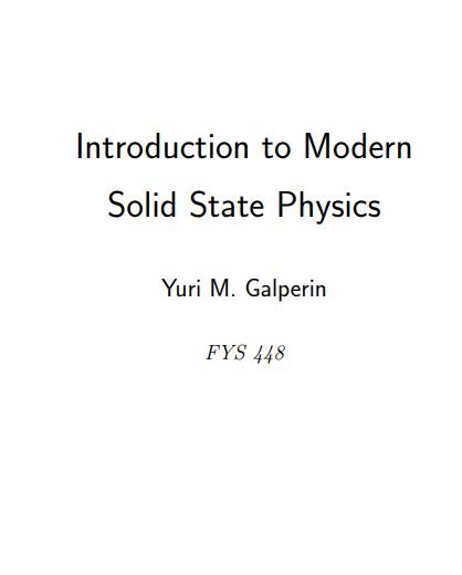 Book Introduction to Modern Solid State Physics pdf