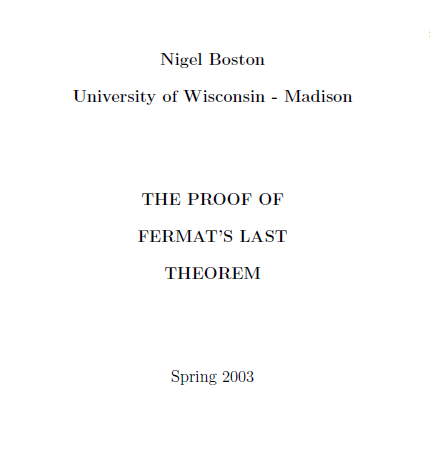 The Proof of Fermat’s Last Theorem pdf